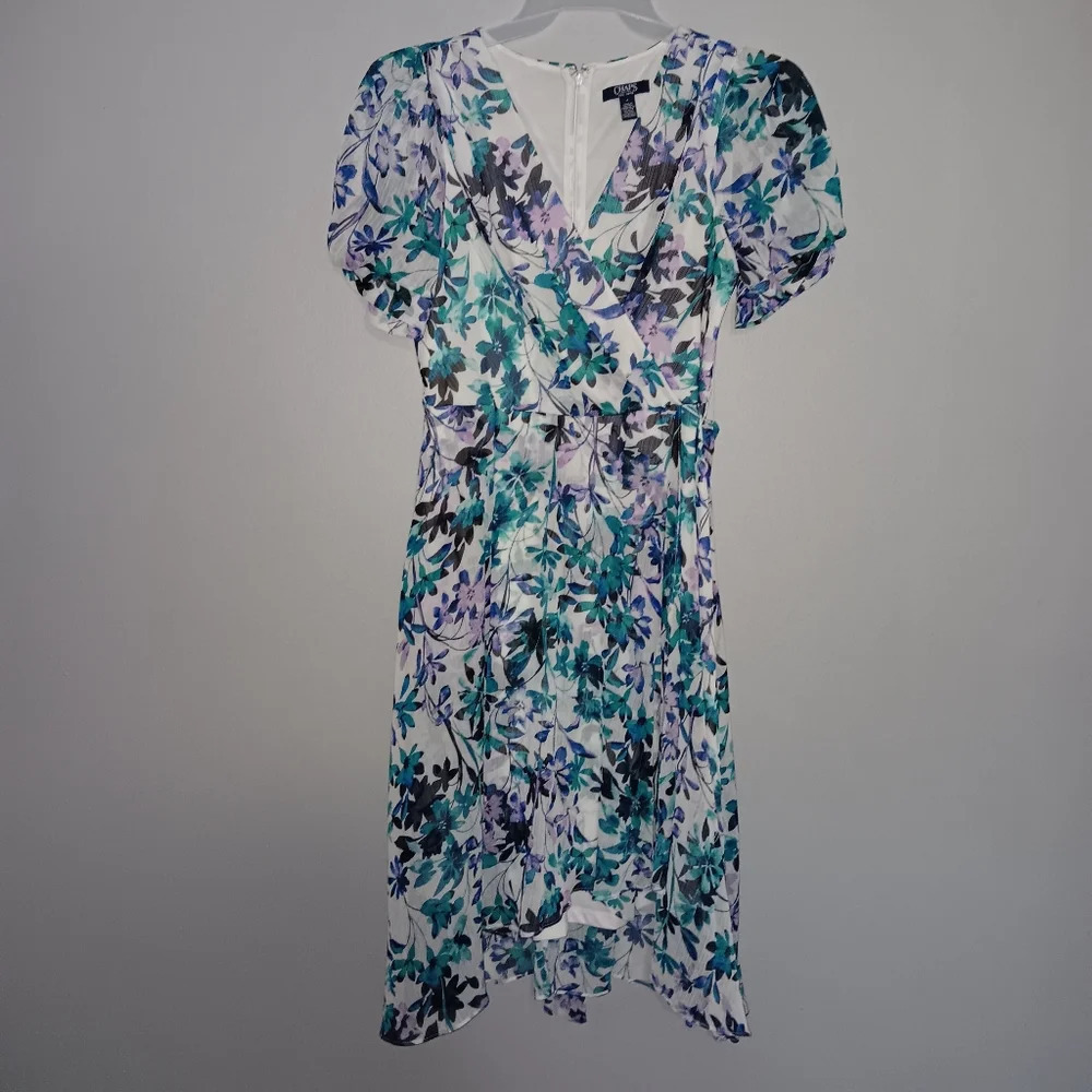 Chaps women's wrap floral high low dress size 6 Fairy Summer Vacation
